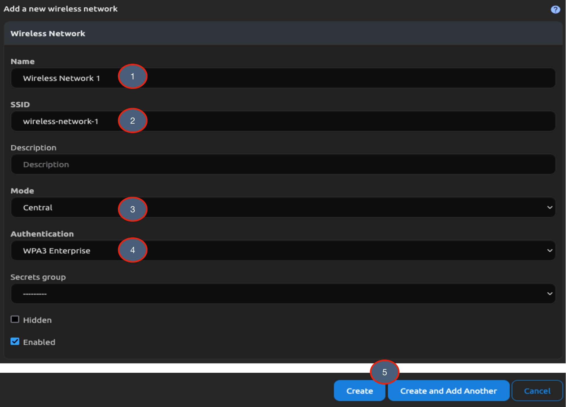 Create Wireless Network Form