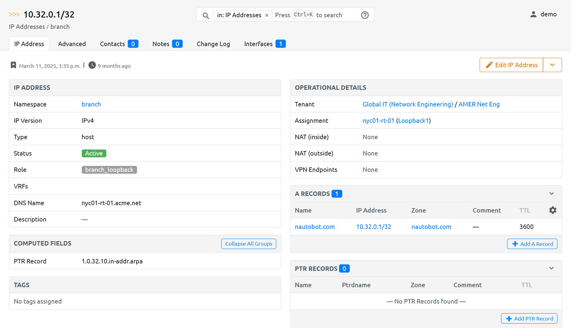 IP Address with DNS Records