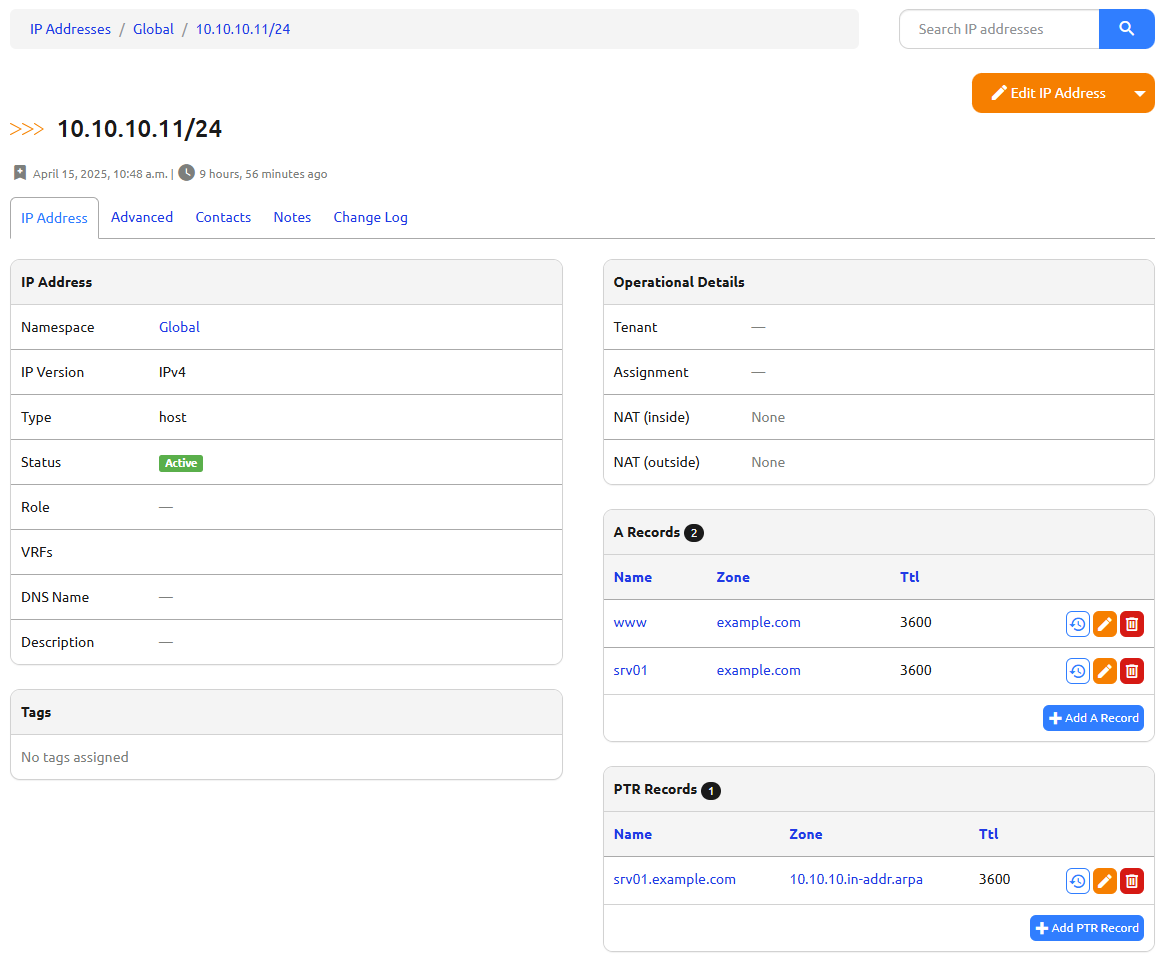 IP Address with DNS Records