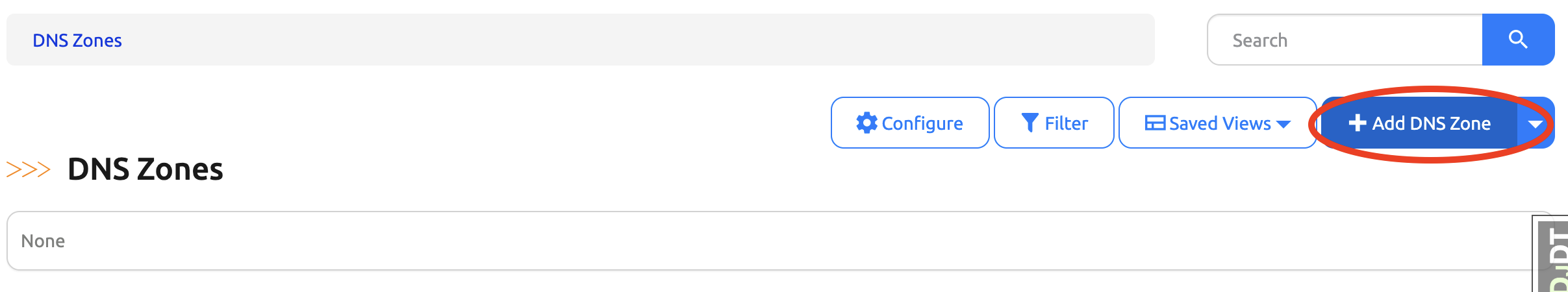 Create a DNS Zone from DNS Zone list page