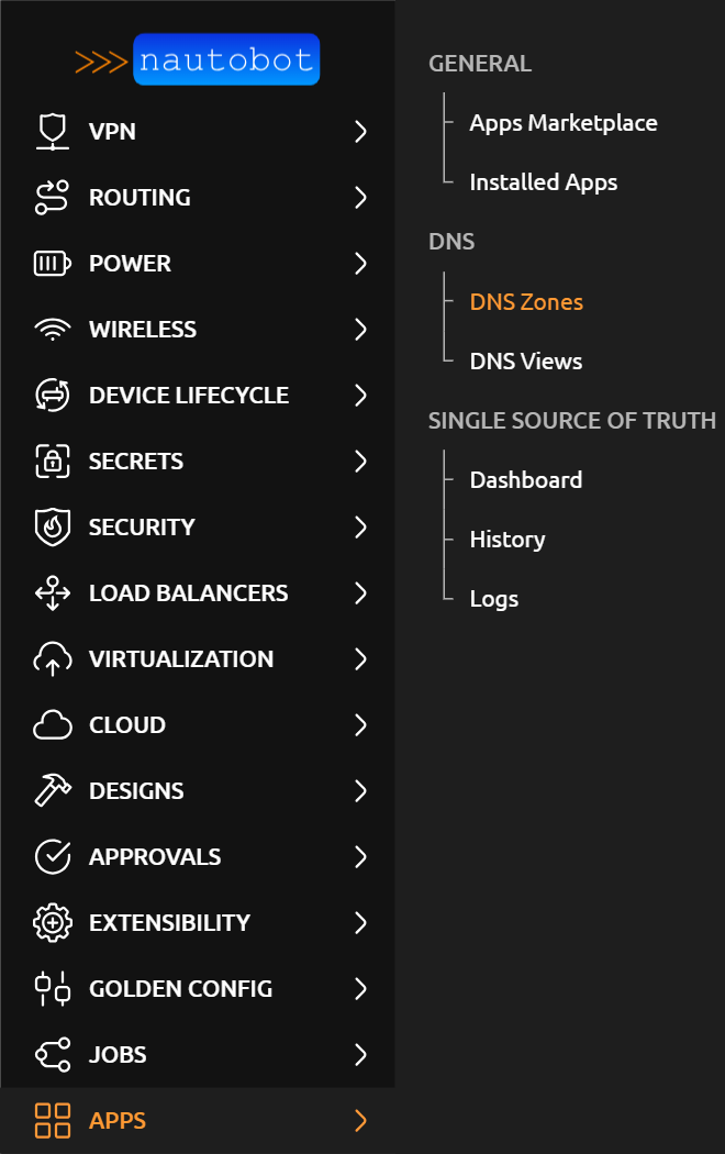 DNS Models App in the Navigation bar