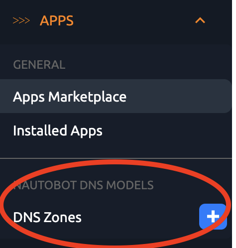 DNS Models App in the Navigation bar