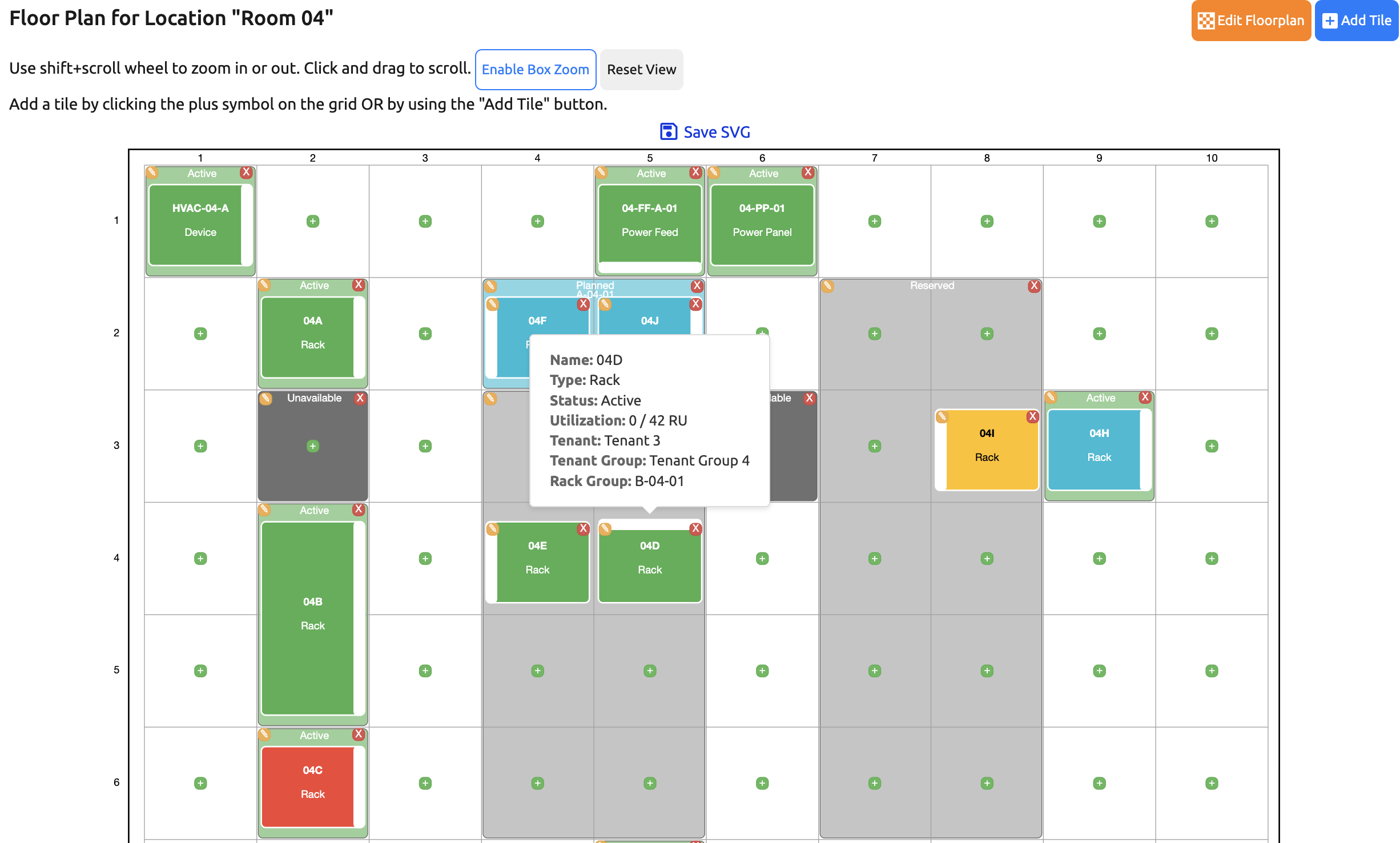 Populated floor plan