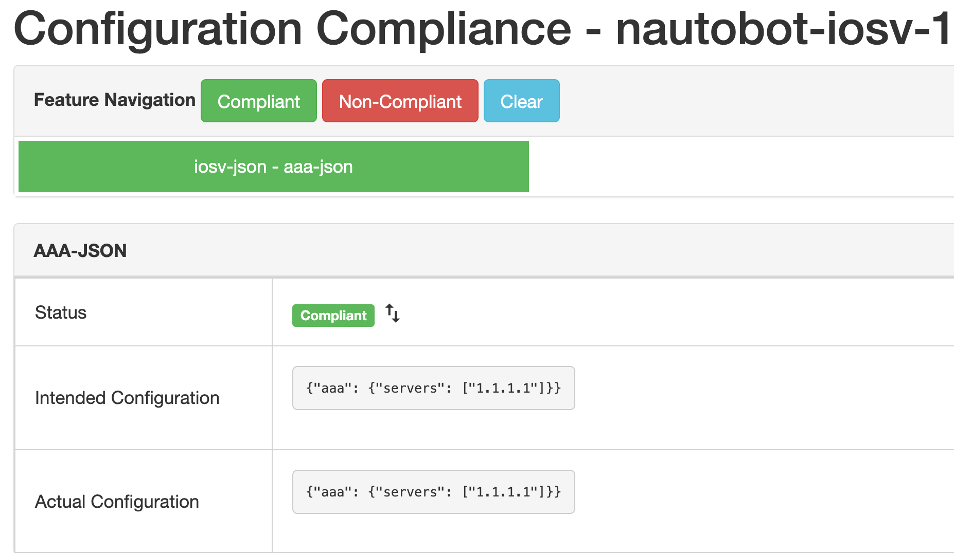 Example Compliance Run in UI Detail