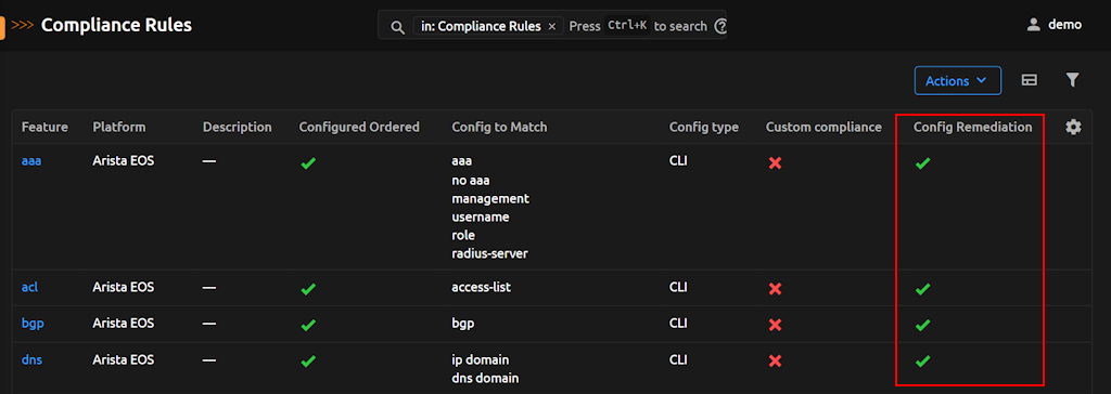 Enable Configuration Remediation per Feature