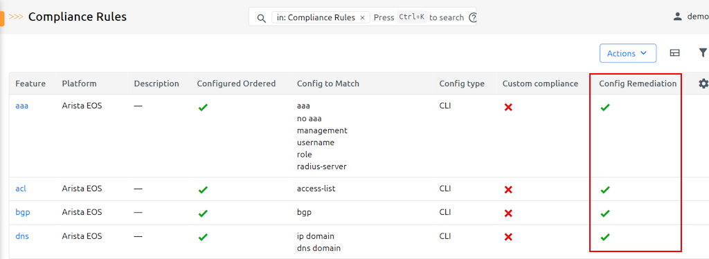 Enable Configuration Remediation per Feature