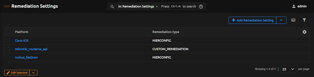 Remediation Platform Settings