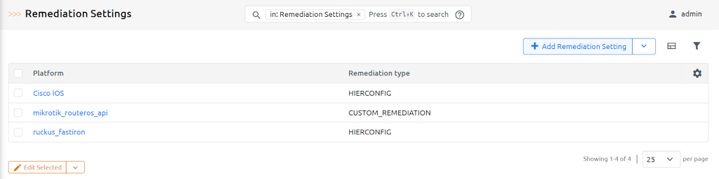 Remediation Platform Settings