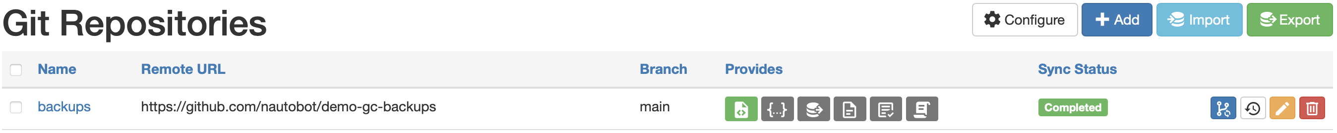Git Backup Repo Status
