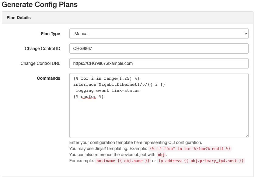 Config Plan Generate Manual