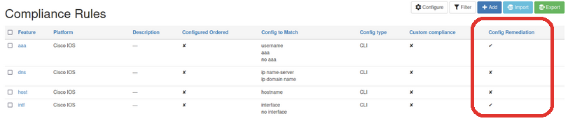 Enable Configuration Remediation per Feature