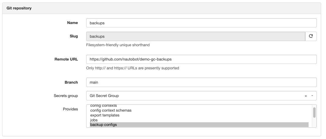 Example Git Backups