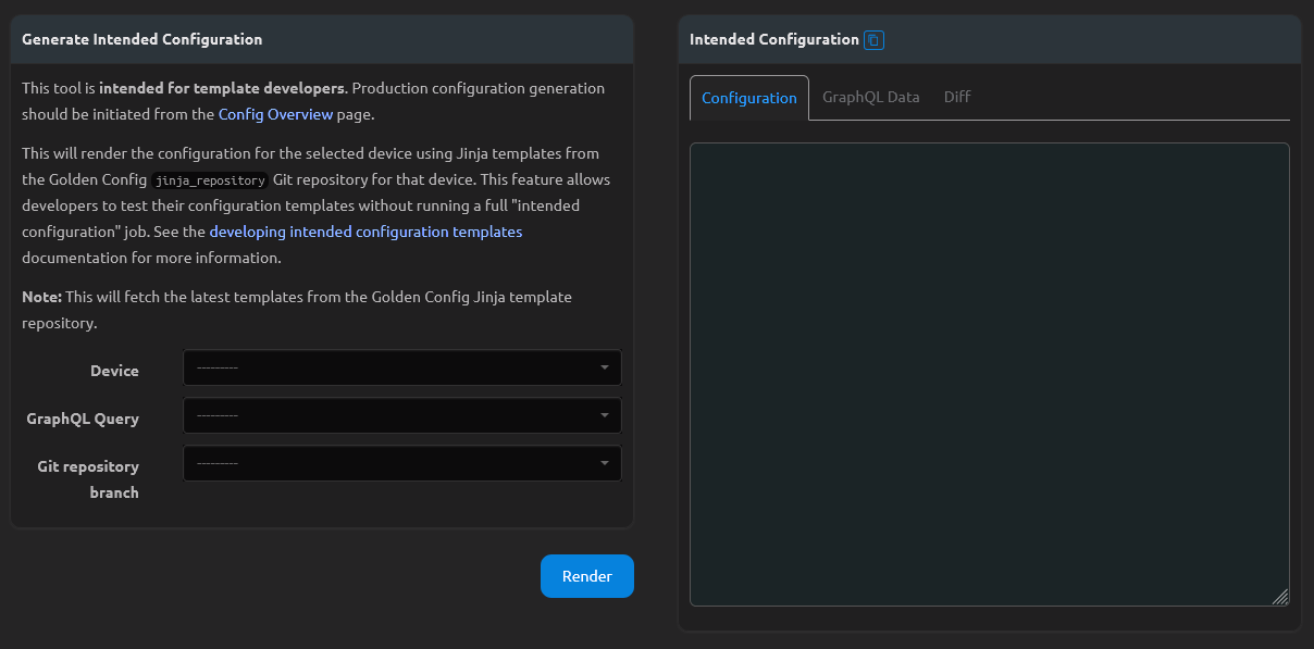 Intended Configuration Web UI