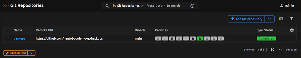 Git Backup Repo Status