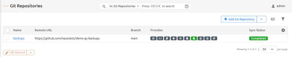 Git Backup Repo Status
