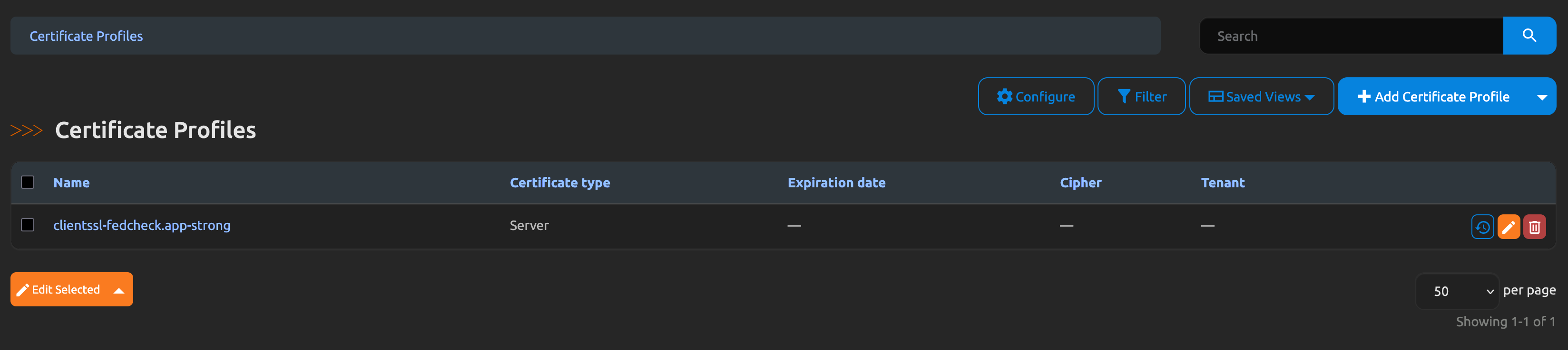 Certificate Profiles List