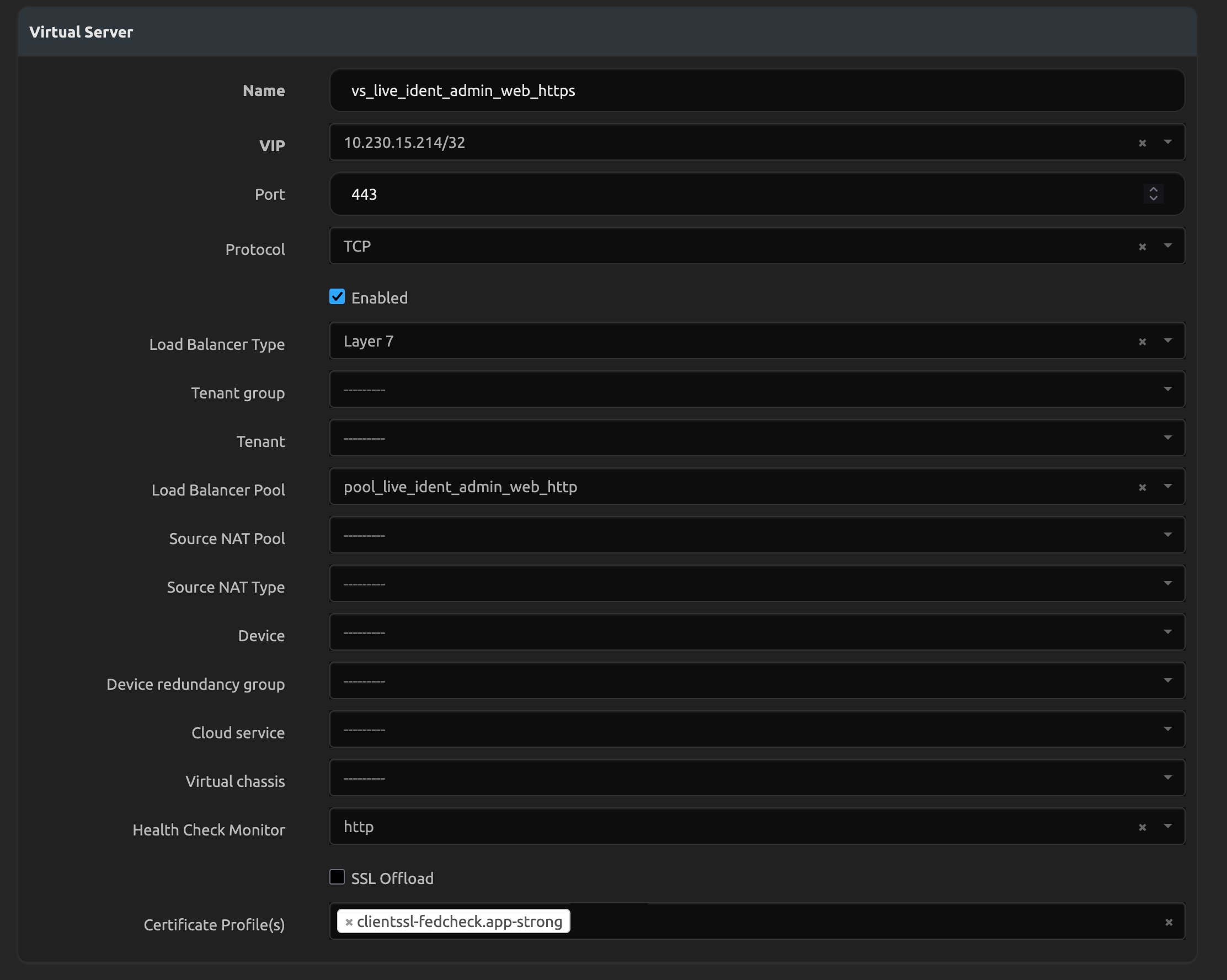 F5 Advanced Virtual Server