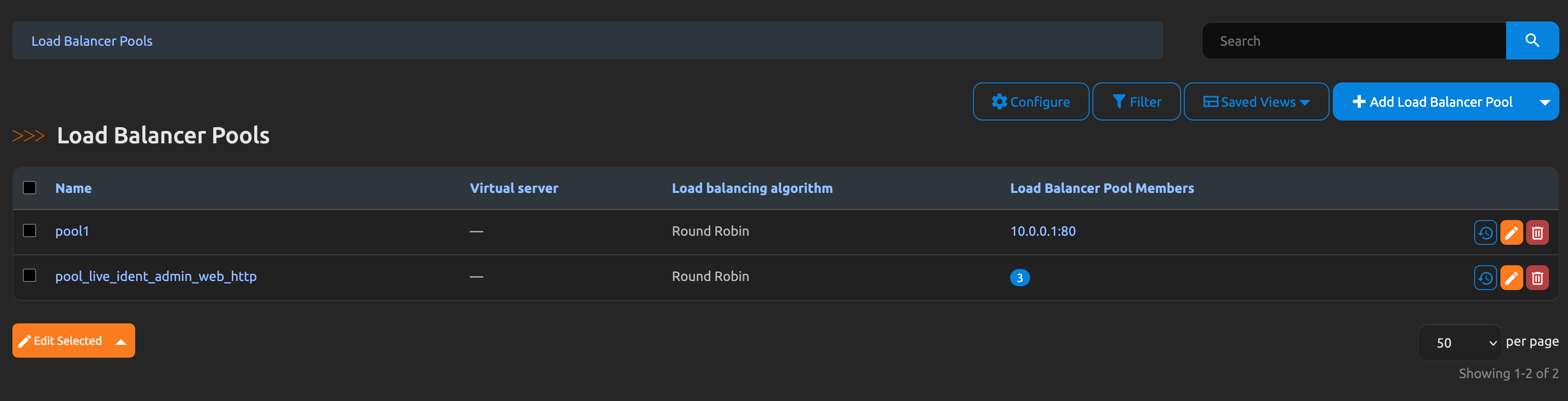 Load Balancer Pools List