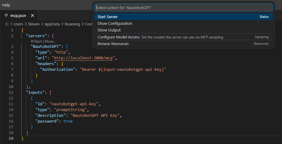 VS Code MCP Start