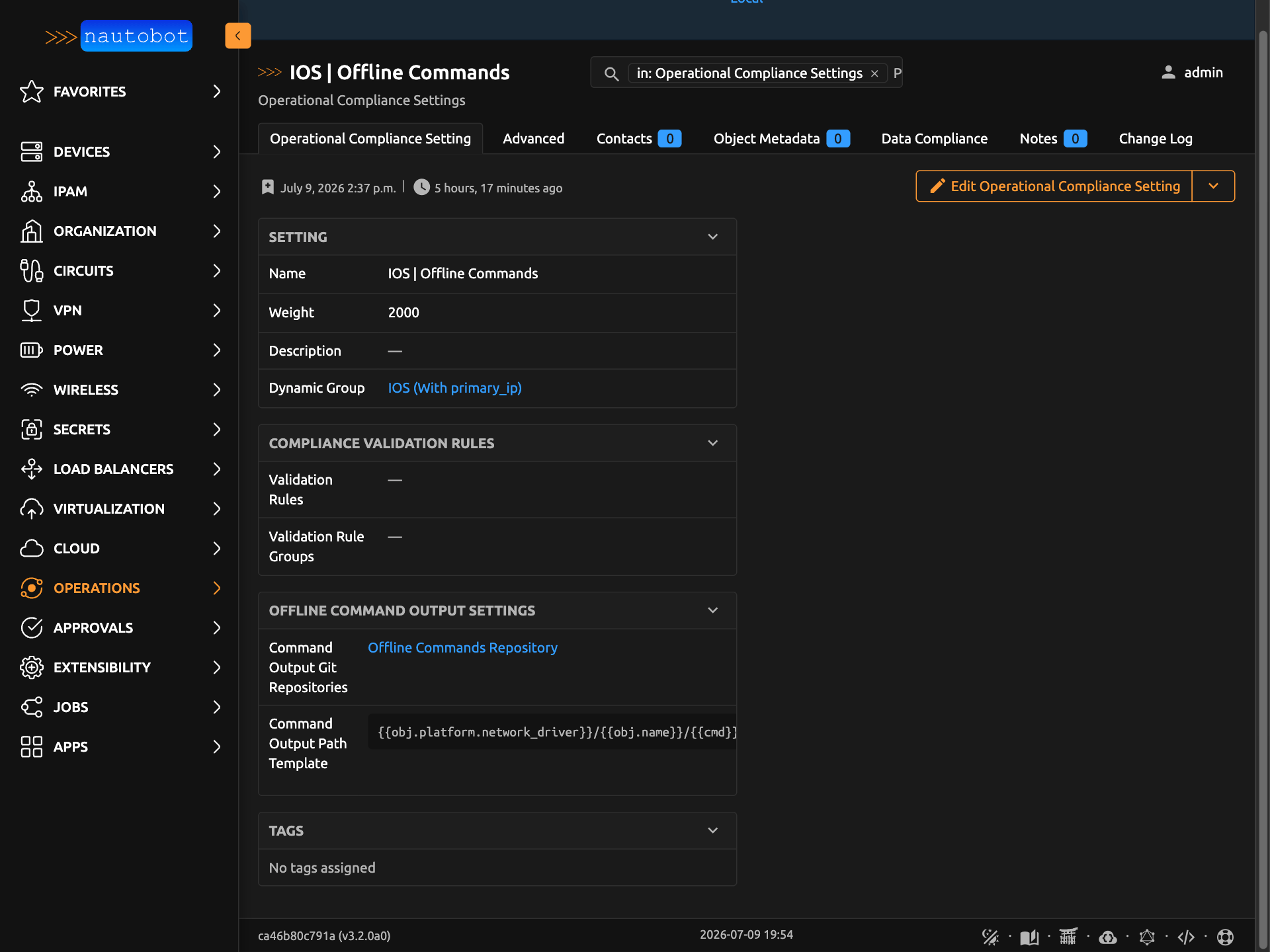Create Offline Compliance Setting