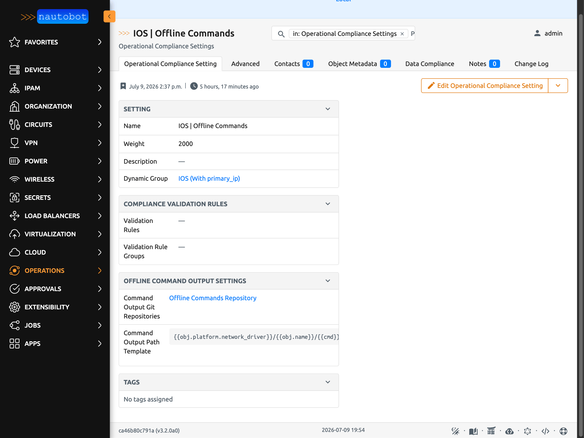 Create Offline Compliance Setting