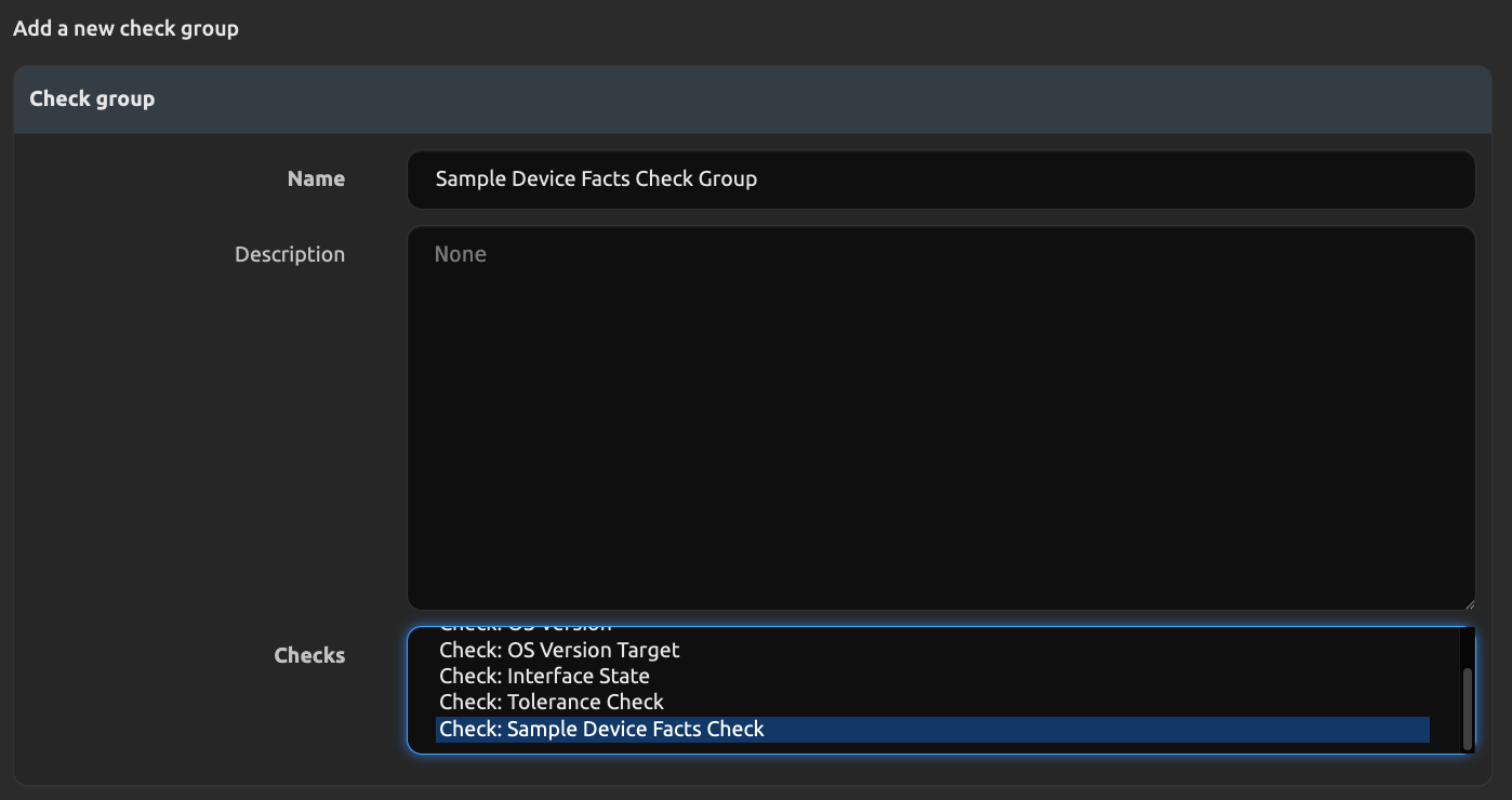 Create a new check group