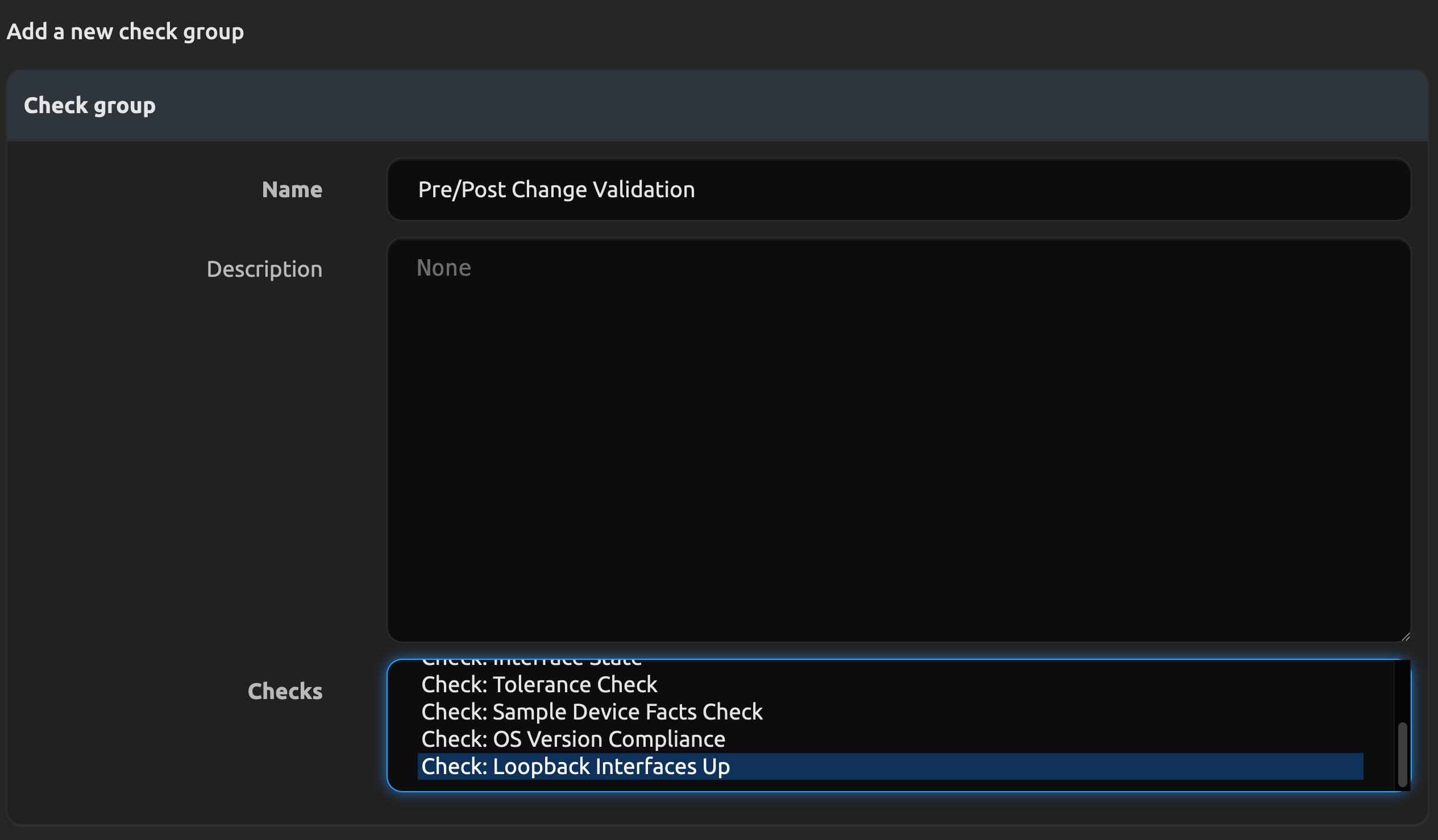 Create a new check group