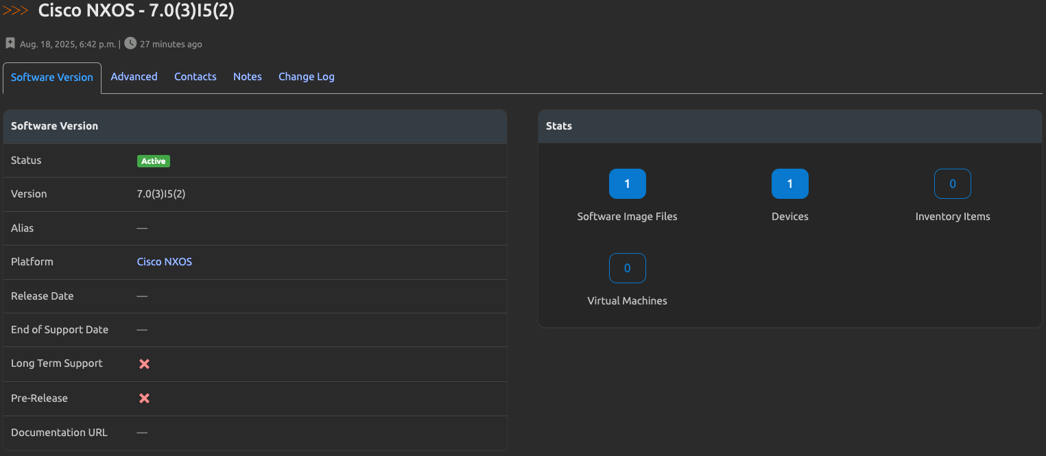 Software Version Web UI