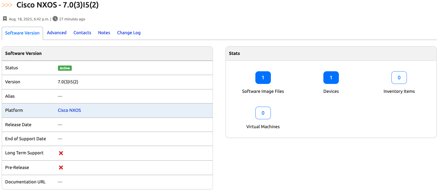 Software Version Web UI