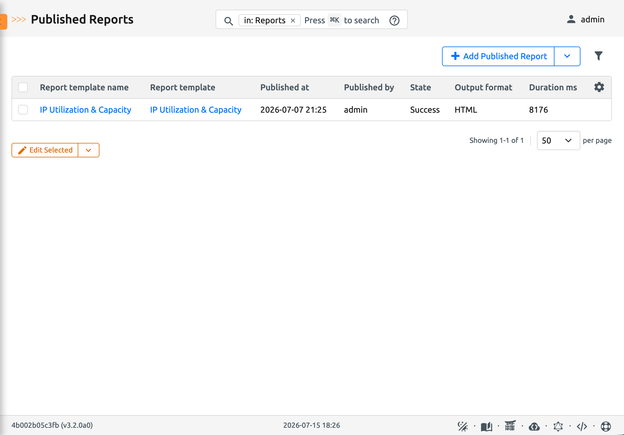 Published Report list