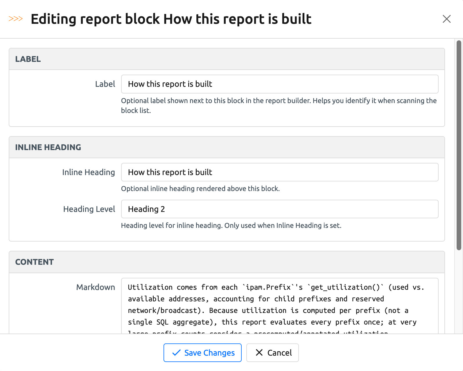 Rich Text block settings