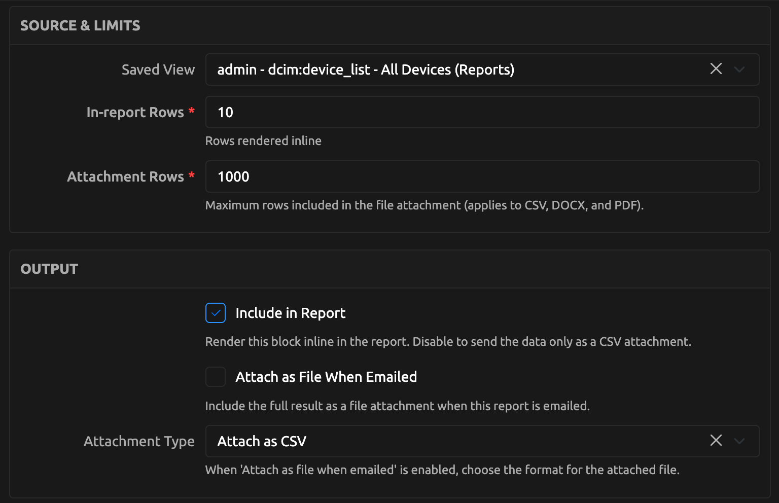 Saved View block settings