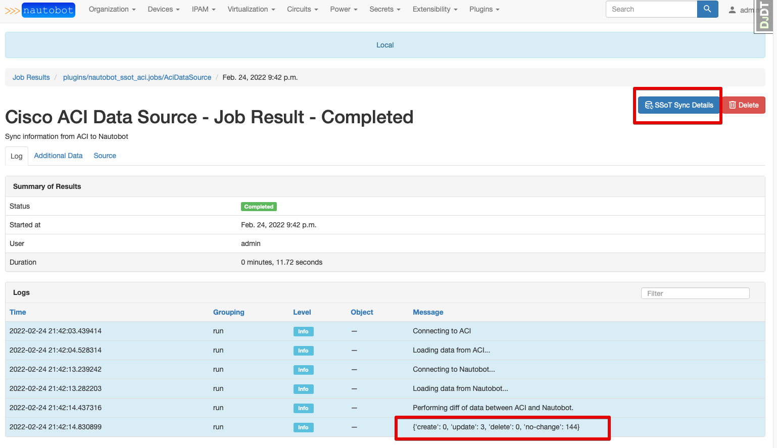 SSoT ACI Job Post-Run