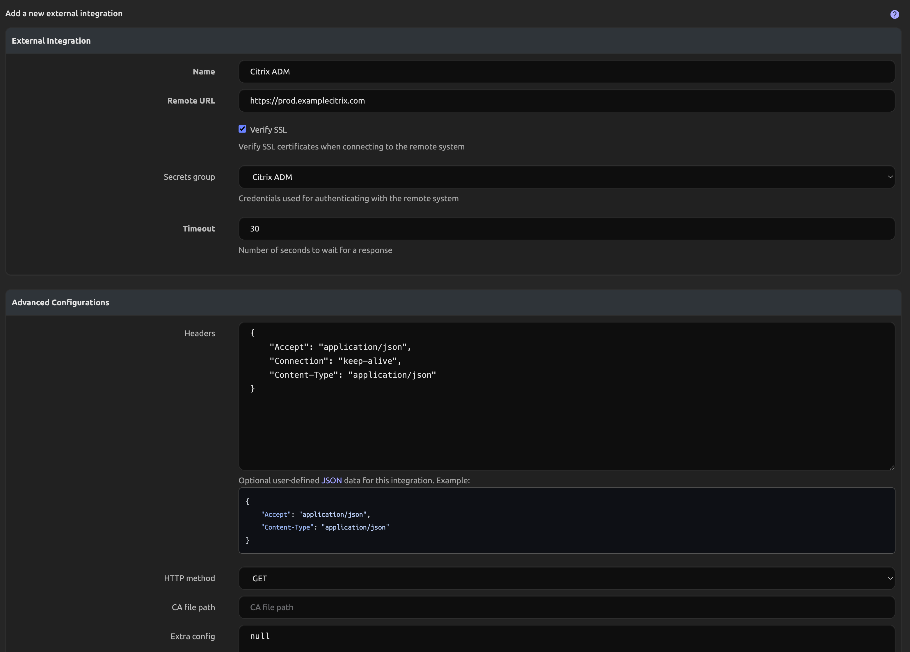 Citrix ADM ExternalIntegration