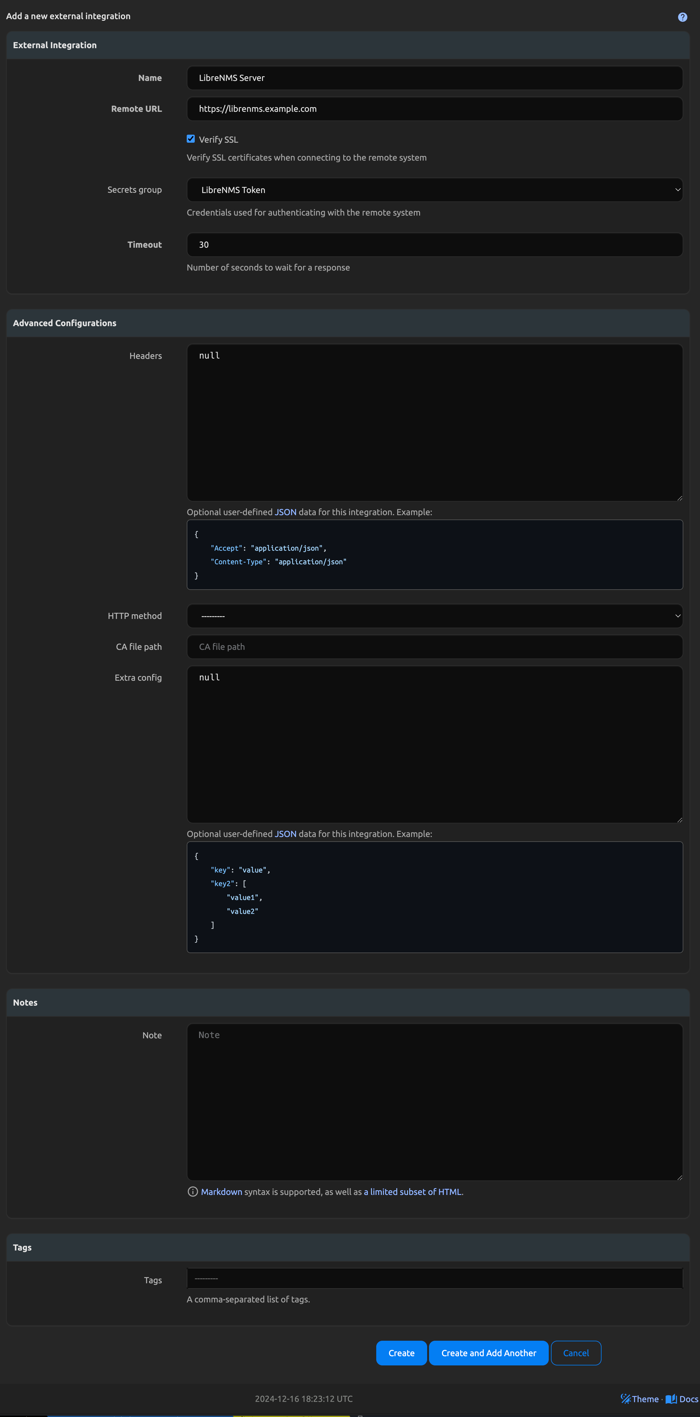 LibreNMS External Integration