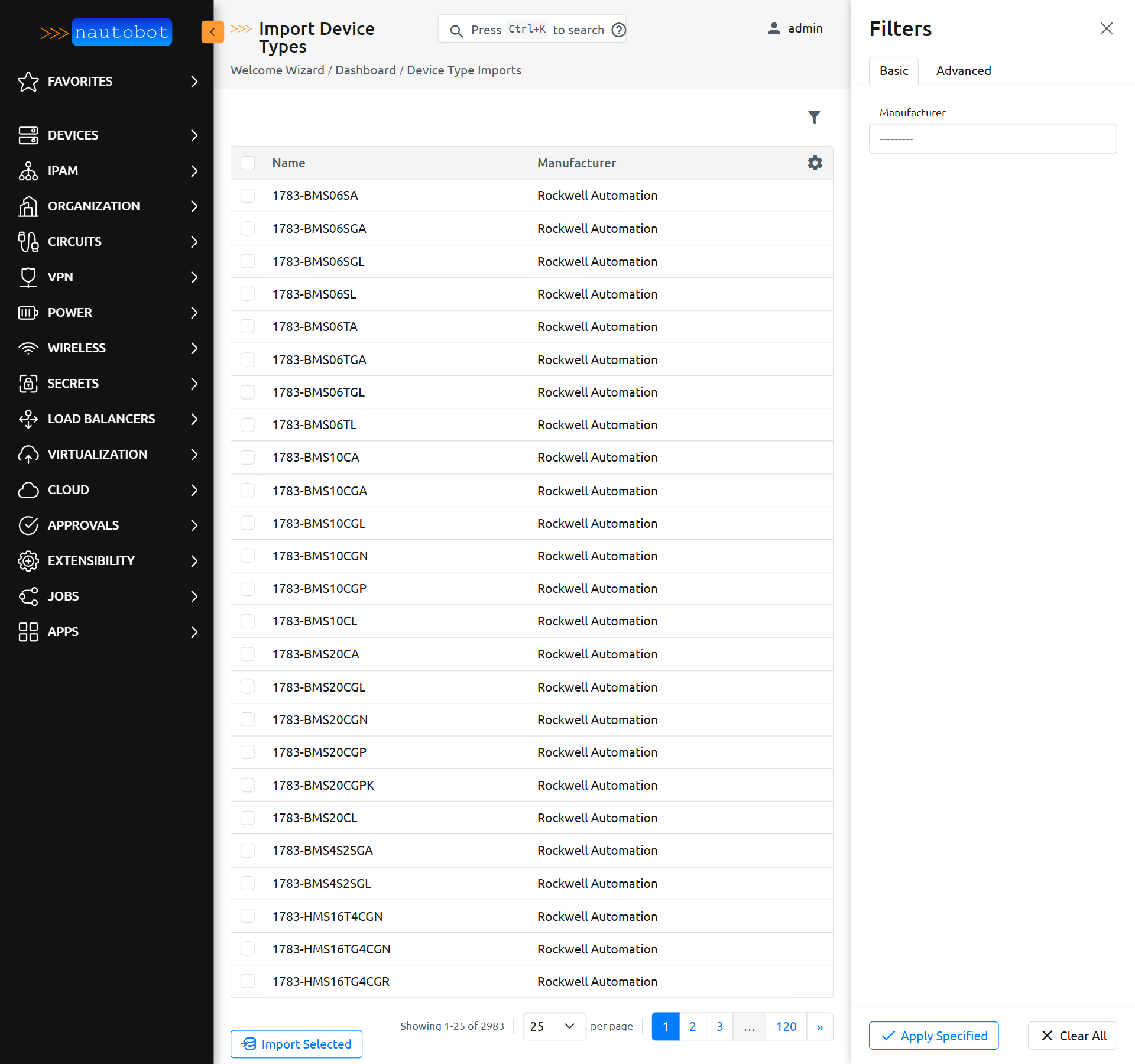 Welcome Wizard Import Device Types